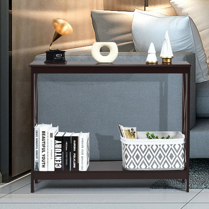 2-Tier Console Sofa Side Table, Dark Brown Console Tables at Gallery Canada