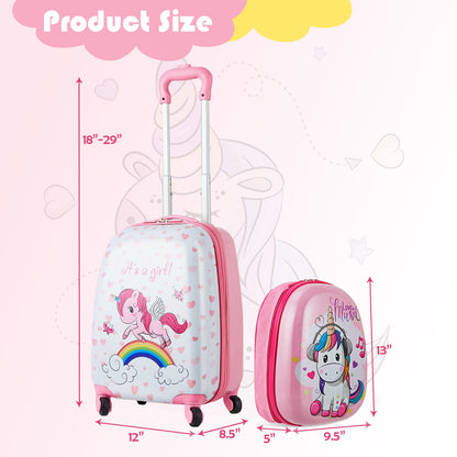2 Pieces Kids Luggage Set 12 Inch Backpack and 16 Inch Kid Carry on Suitcase with Wheels, Pink Kids Luggage at Gallery Canada