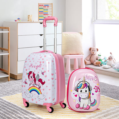 2 Pieces Kids Luggage Set 12 Inch Backpack and 16 Inch Kid Carry on Suitcase with Wheels, Pink Kids Luggage at Gallery Canada