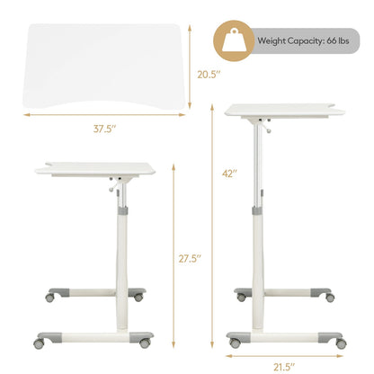 Height Adjustable Computer Desk Sit to Stand Rolling Table, White - Gallery Canada