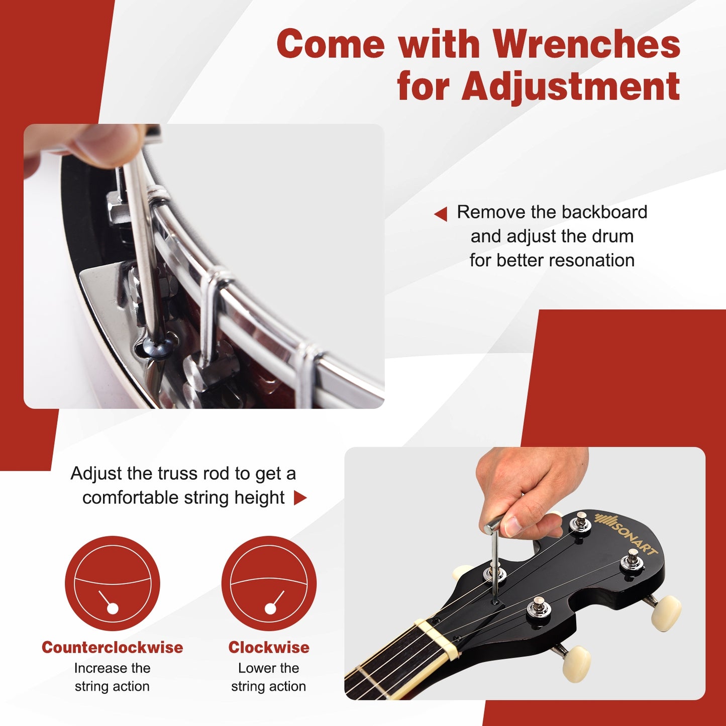 5-String Geared Tunable Banjo, Black