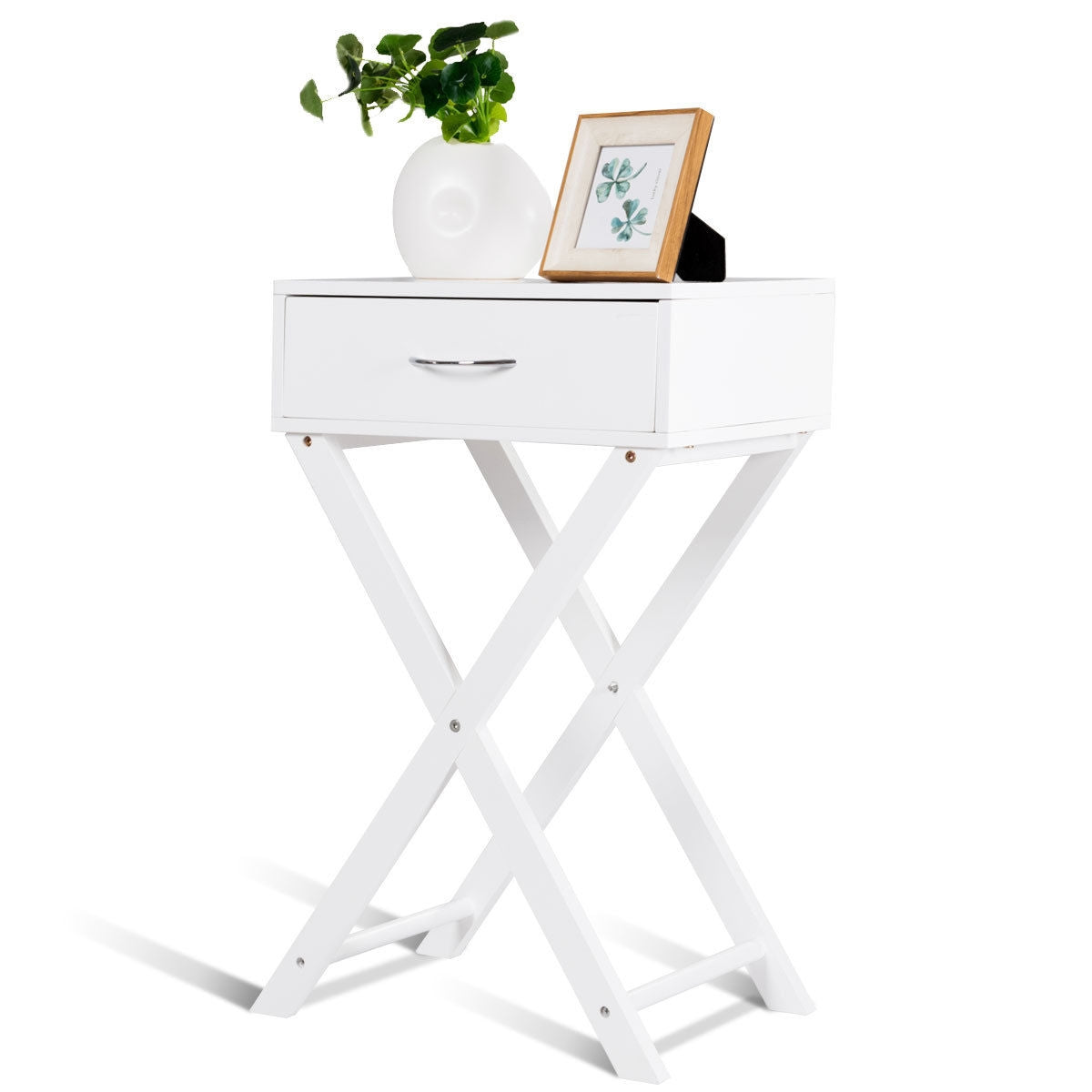 Modern X-Shape Accent Side End Table, White End & Side Tables at Gallery Canada
