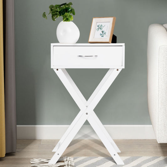 Modern X-Shape Accent Side End Table, White End & Side Tables White at Gallery Canada