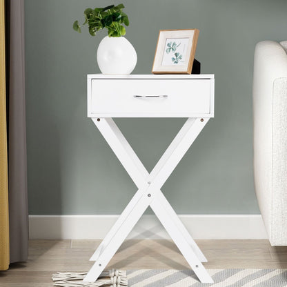 Modern X-Shape Accent Side End Table, White - Gallery Canada