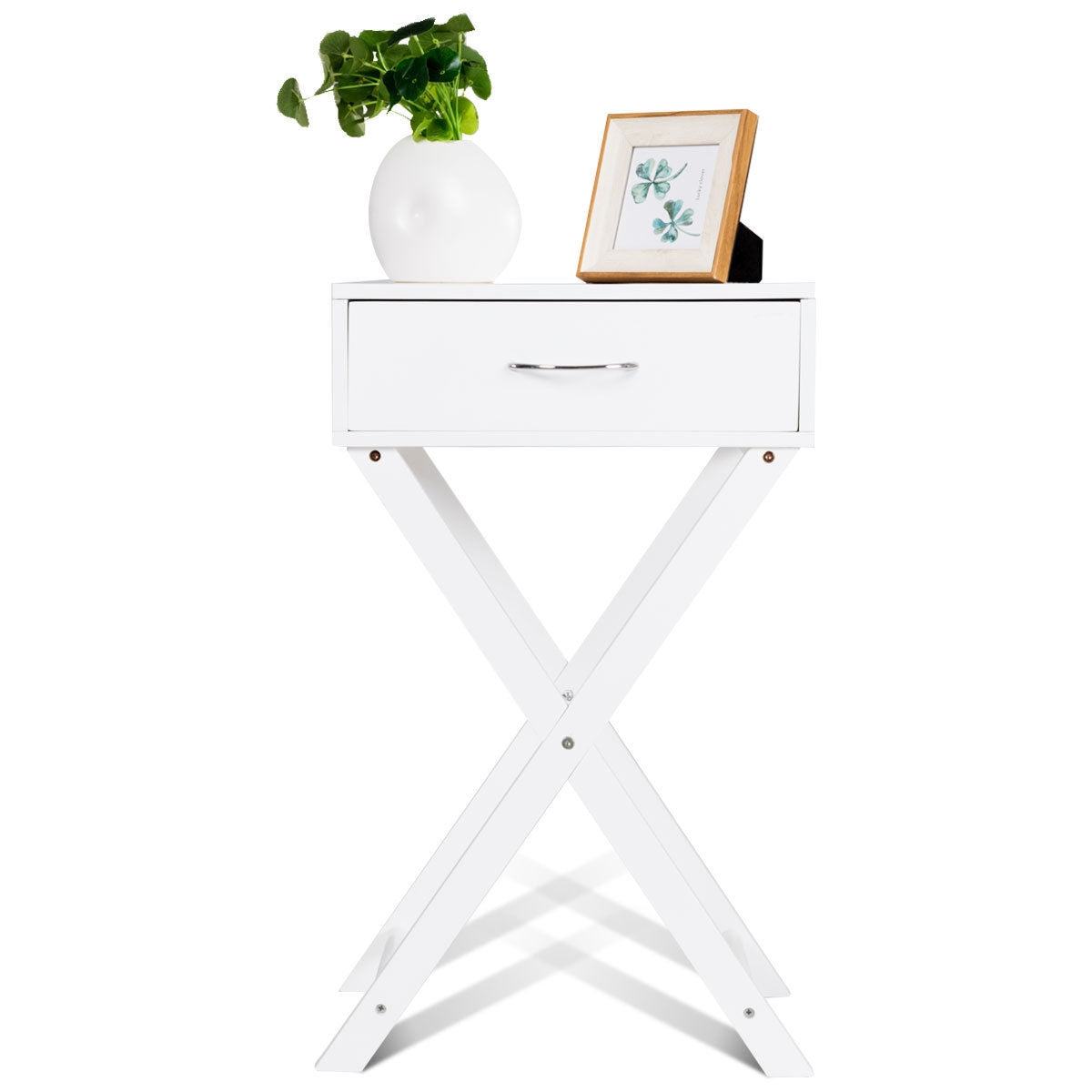 Modern X-Shape Accent Side End Table, White End & Side Tables at Gallery Canada