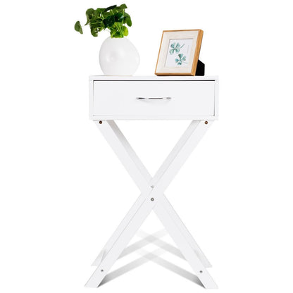 Modern X-Shape Accent Side End Table, White - Gallery Canada