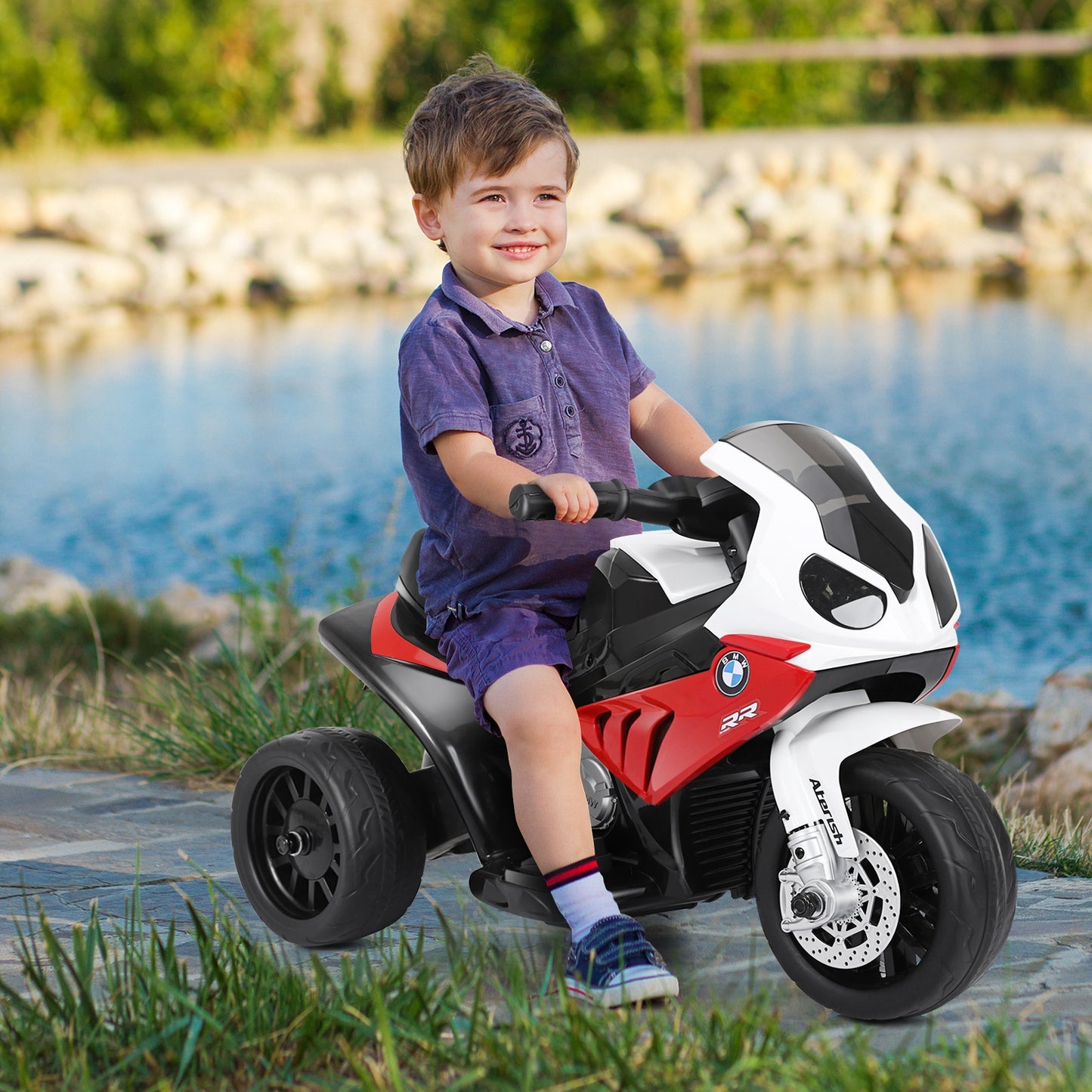 6V Kids 3 Wheels Riding BMW Licensed Electric Motorcycle, Red Powered Ride On Toys at Gallery Canada