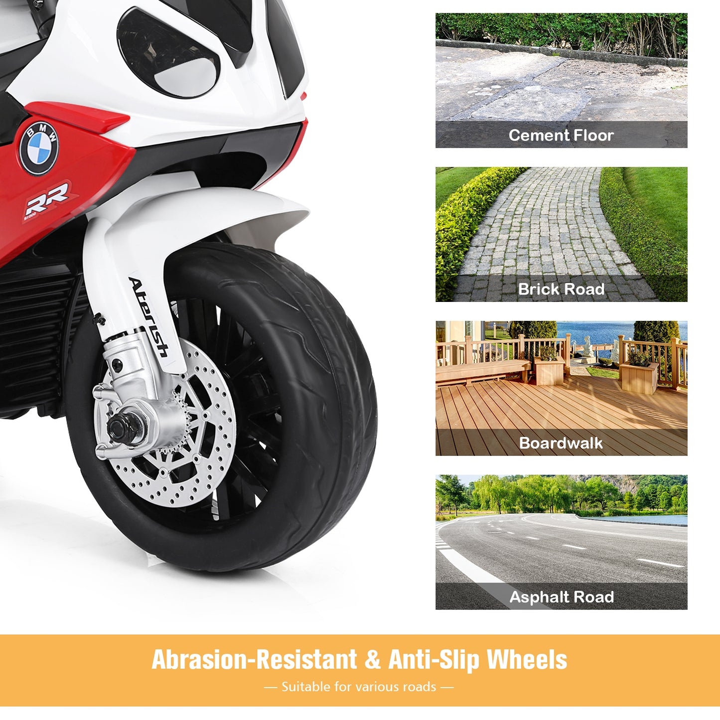 6V Kids 3 Wheels Riding BMW Licensed Electric Motorcycle, Red Powered Ride On Toys at Gallery Canada