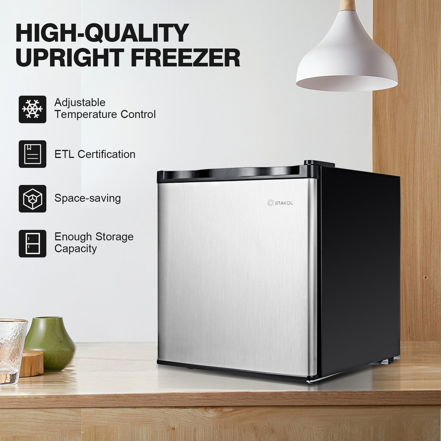 1.1 cu.ft. Compact Single Door Mini Upright Freezer, Black & White Freezers at Gallery Canada