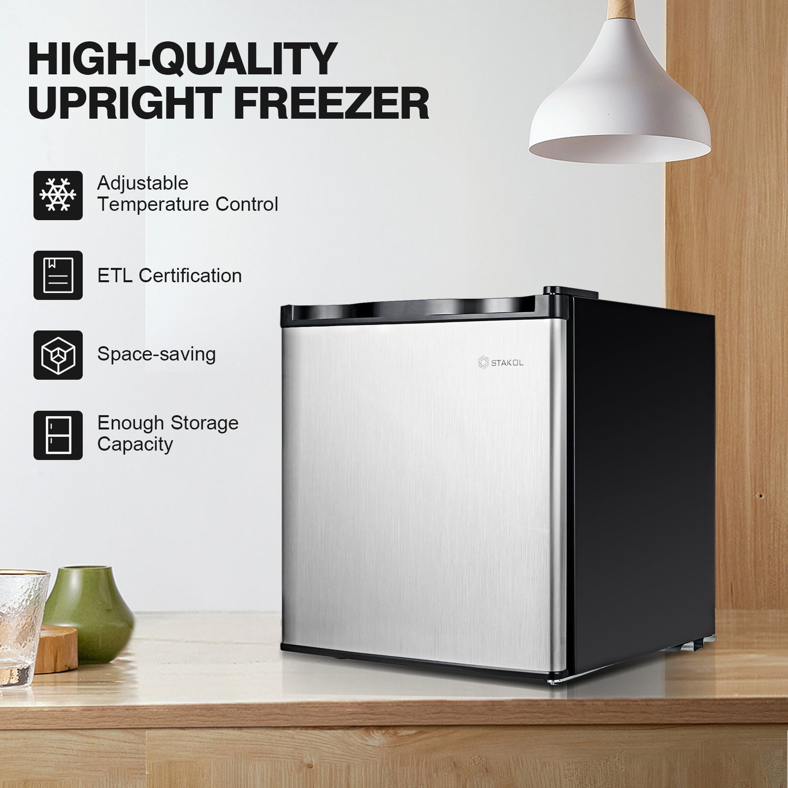 1.1 cu.ft. Compact Single Door Mini Upright Freezer, Black & White Freezers at Gallery Canada