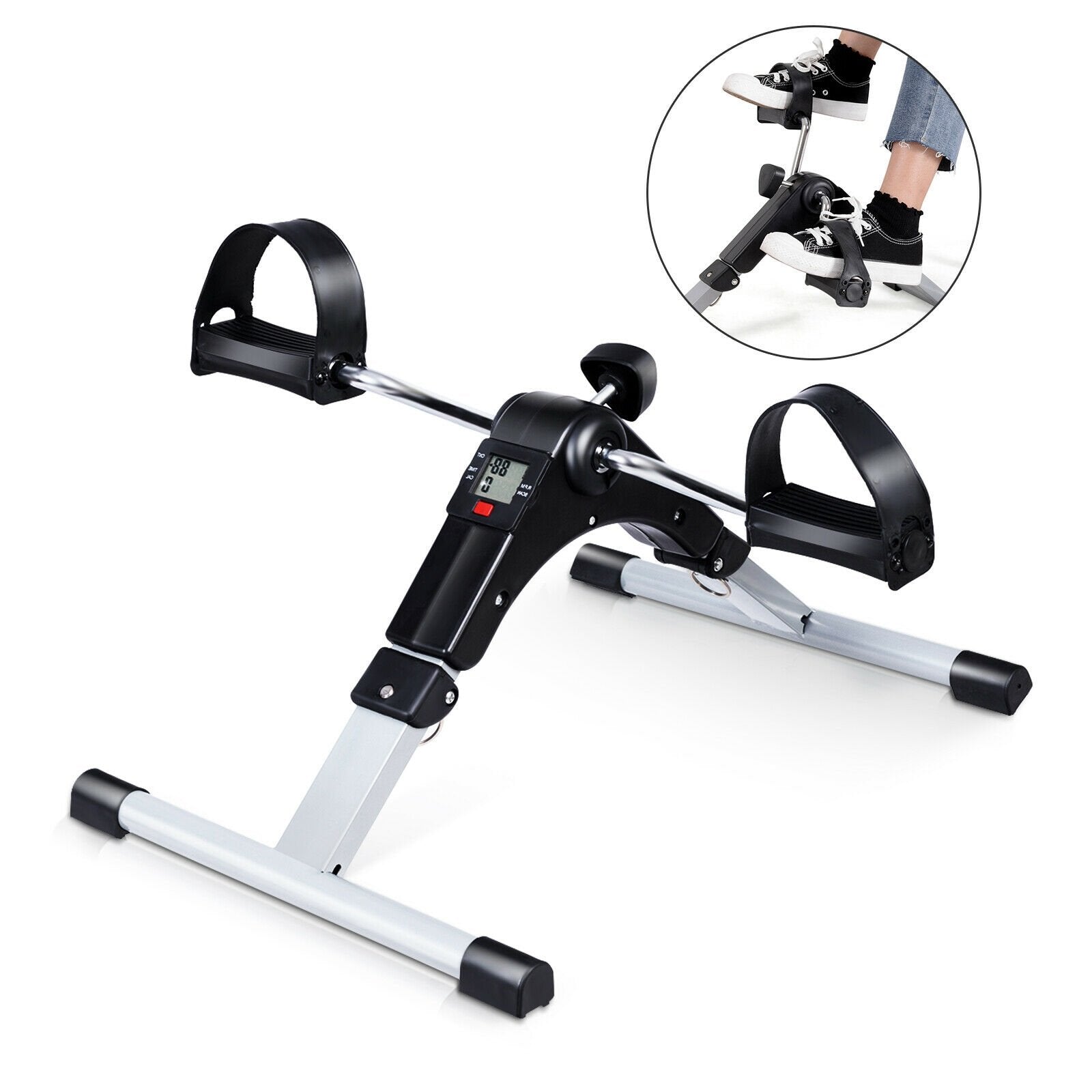 Folding Under Desk Indoor Pedal Exercise Bike for Arms Legs, Black at Gallery Canada