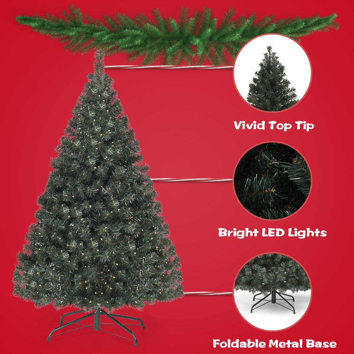 4.5 Feet PVC Pre-lit Artificial Hinged Christmas Tree , Green Christmas Tree at Gallery Canada