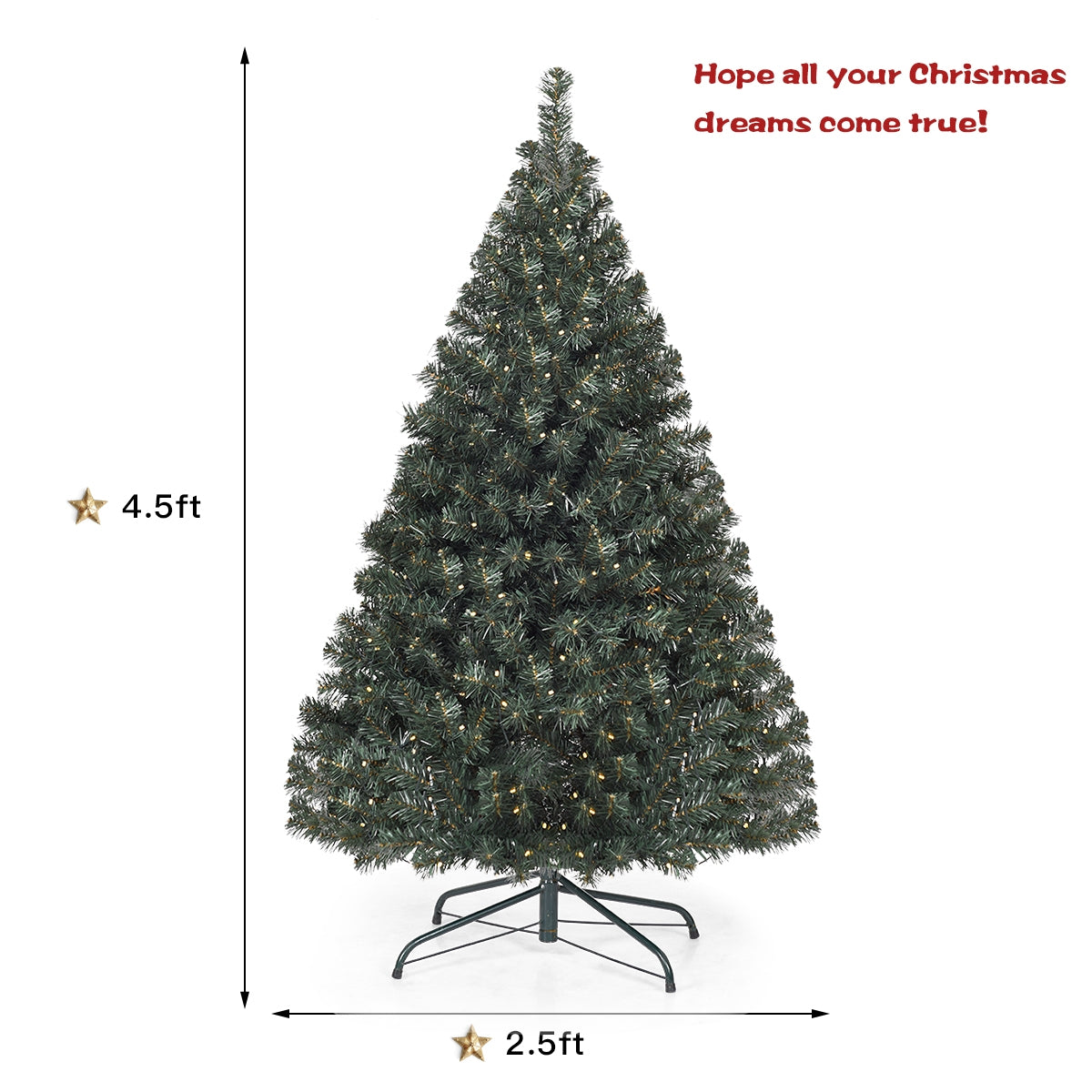 4.5 Feet PVC Pre-lit Artificial Hinged Christmas Tree , Green Christmas Tree at Gallery Canada