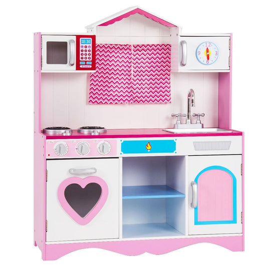 Wood Kitchen Toy Kids Cooking Pretend Play Set, Pink - Gallery Canada