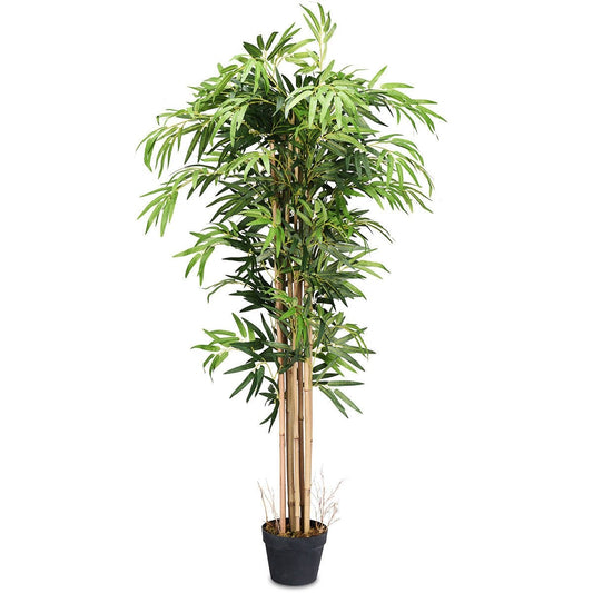 5-Feet Artificial Bamboo Silk Tree Indoor-Outdoor Decorative Planter, Green - Gallery Canada