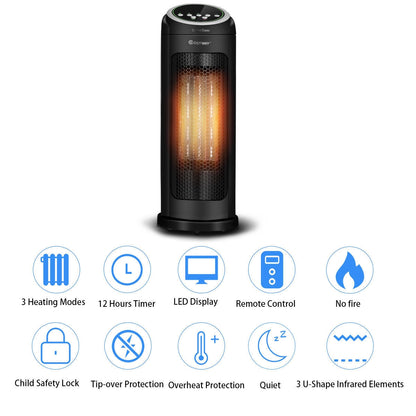 1500 W LED Portable Oscillating PTC Ceramic Space Heater, Black Space Heaters at Gallery Canada