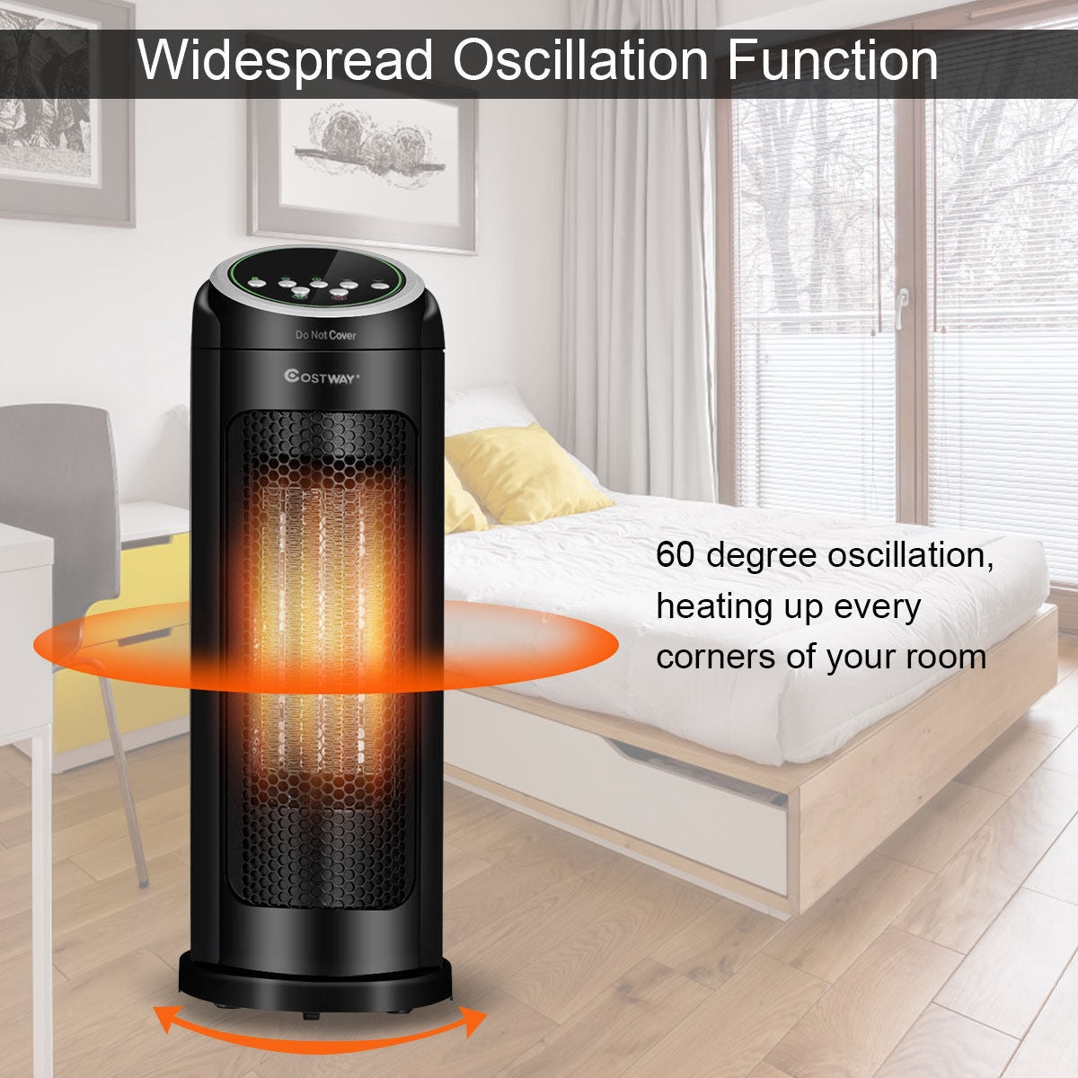 1500 W LED Portable Oscillating PTC Ceramic Space Heater, Black Space Heaters at Gallery Canada