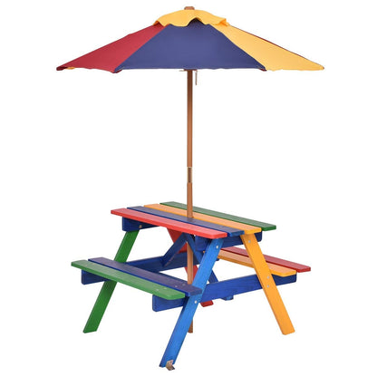 4 Seat Kids Picnic Folding Garden Umbrella Table Outdoor Furniture Sets at Gallery Canada