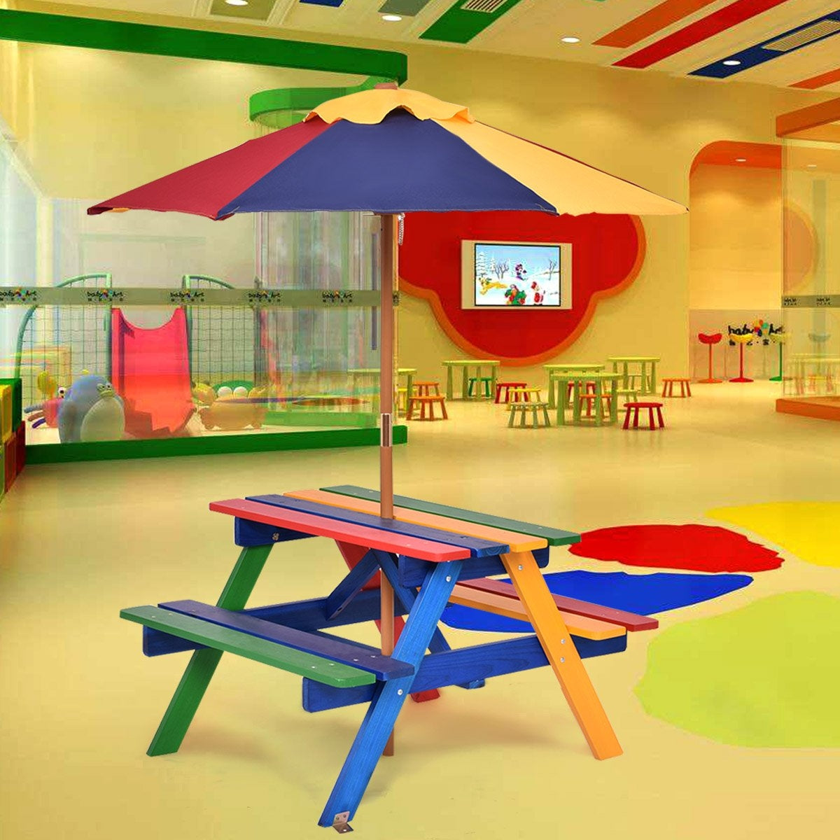 4 Seat Kids Picnic Folding Garden Umbrella Table Outdoor Furniture Sets at Gallery Canada