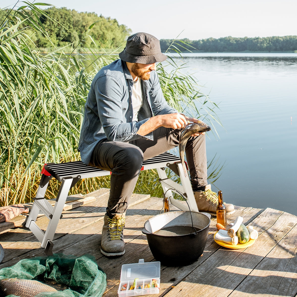 330 lbs Aluminum Folding Non-slip Drywall Step Stool Ladder Kitchen Tools at Gallery Canada