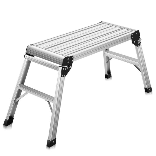 Heavy Duty Portable Bench Aluminum Folding Step Ladder, Silver Ladders Silver at Gallery Canada