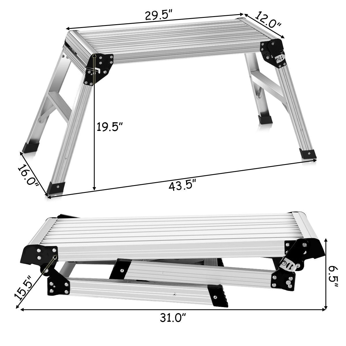 Heavy Duty Portable Bench Aluminum Folding Step Ladder, Silver Ladders at Gallery Canada