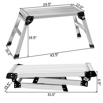 Heavy Duty Portable Bench Aluminum Folding Step Ladder, Silver Ladders at Gallery Canada