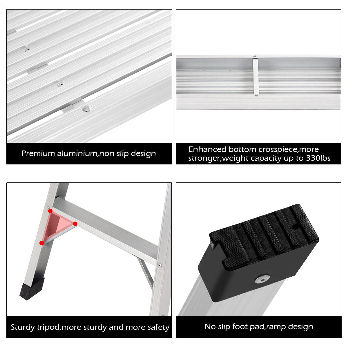 Heavy Duty Portable Bench Aluminum Folding Step Ladder, Silver Ladders at Gallery Canada