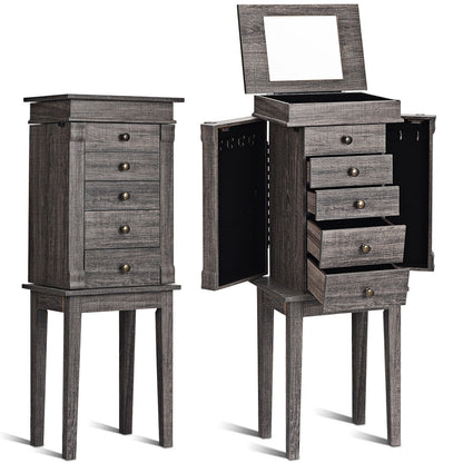 Standing Jewelry Cabinet Storage Organizer with Wooden Legs, Gray Jewelry Armoires at Gallery Canada