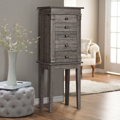 Standing Jewelry Cabinet Storage Organizer with Wooden Legs, Gray Jewelry Armoires at Gallery Canada
