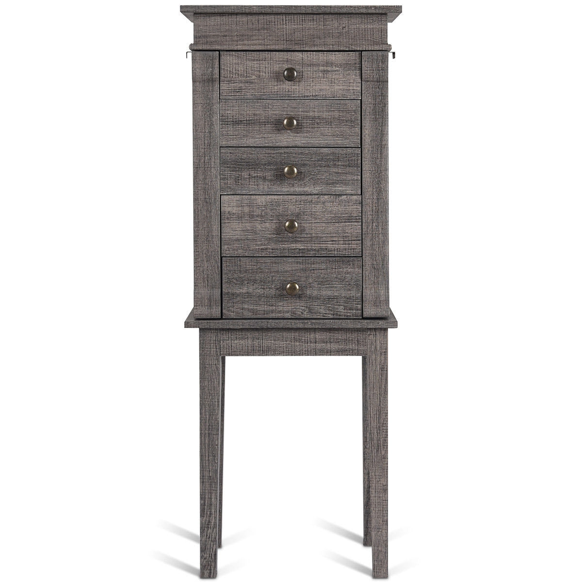 Standing Jewelry Cabinet Storage Organizer with Wooden Legs, Gray Jewelry Armoires at Gallery Canada