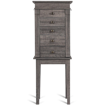 Standing Jewelry Cabinet Storage Organizer with Wooden Legs, Gray Jewelry Armoires at Gallery Canada
