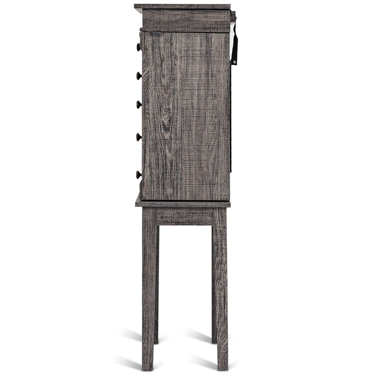 Standing Jewelry Cabinet Storage Organizer with Wooden Legs, Gray - Gallery Canada