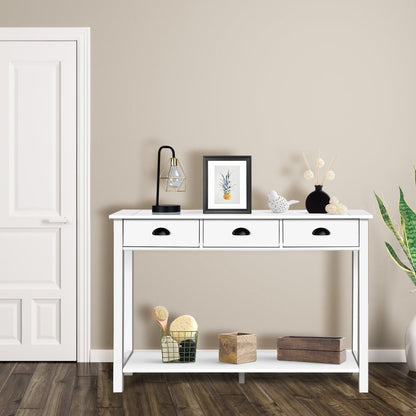47 inch Entryway Hall Table Side Desk Accent Table with Drawers Shelf, White - Gallery Canada