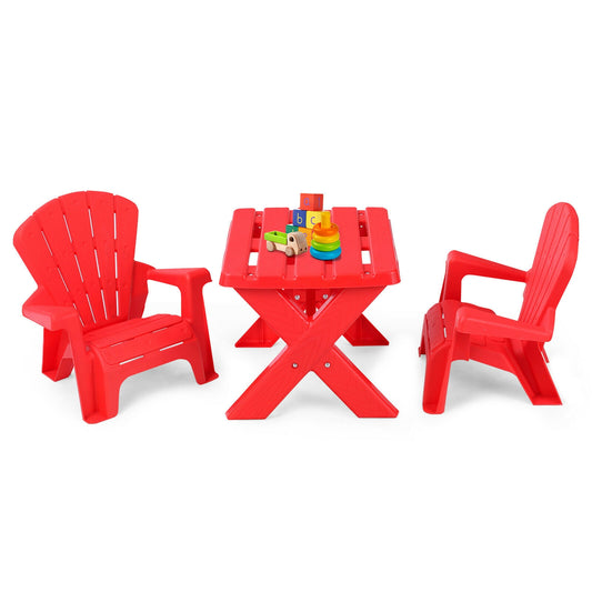 3-Piece Plastic Children Play Table Chair Set, Red Kids Table & Chair Sets Red at Gallery Canada