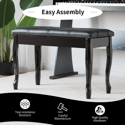 Solid Wood PU Leather Piano Bench with Storage, Black Pianos & Keyboards at Gallery Canada