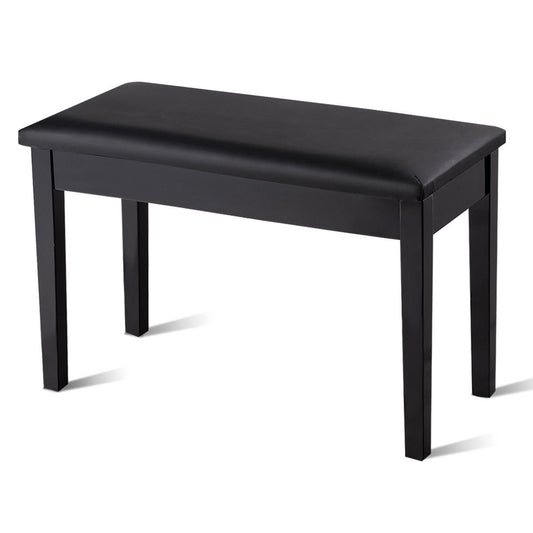 Solid Wood PU Leather Padded Piano Bench Keyboard Seat, Black - Gallery Canada