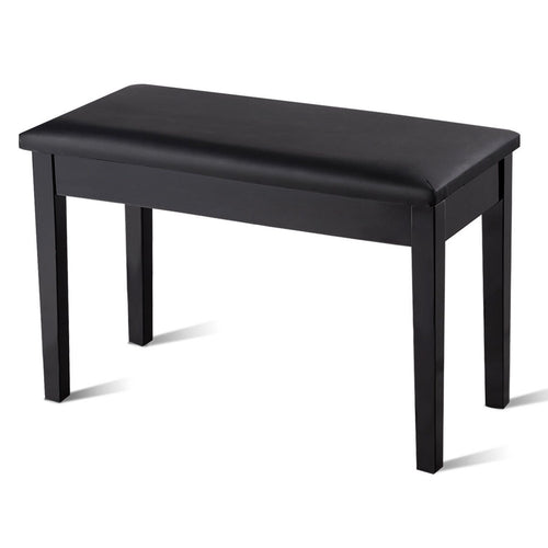 Solid Wood PU Leather Padded Piano Bench Keyboard Seat, Black