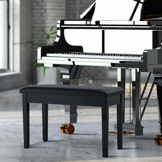Solid Wood PU Leather Padded Piano Bench Keyboard Seat, Black Pianos & Keyboards Black at Gallery Canada