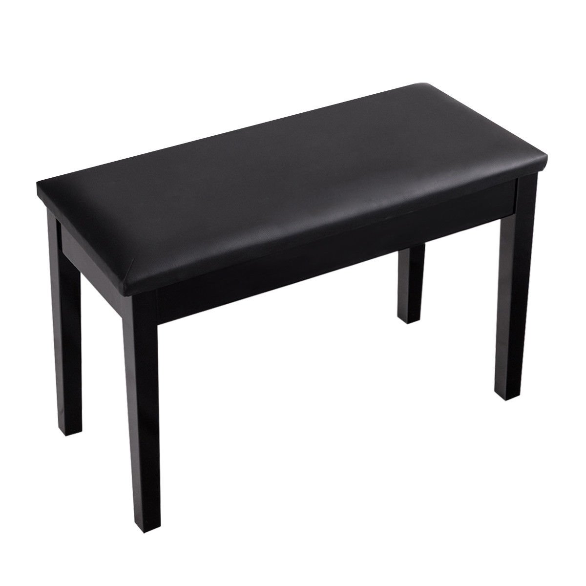Solid Wood PU Leather Padded Piano Bench Keyboard Seat, Black at Gallery Canada