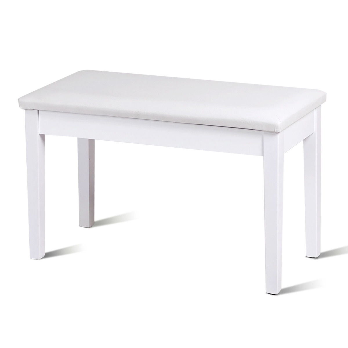 Solid Wood PU Leather Padded Piano Bench Keyboard Seat, White Pianos & Keyboards White at Gallery Canada