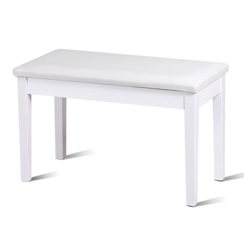 Solid Wood PU Leather Padded Piano Bench Keyboard Seat, White