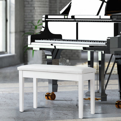 Solid Wood PU Leather Padded Piano Bench Keyboard Seat, White Pianos & Keyboards at Gallery Canada