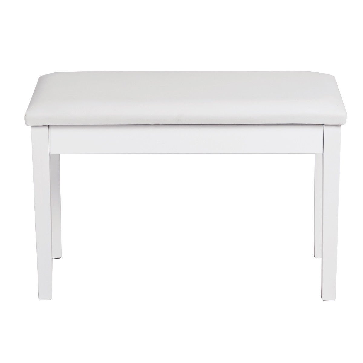 Solid Wood PU Leather Padded Piano Bench Keyboard Seat, White at Gallery Canada