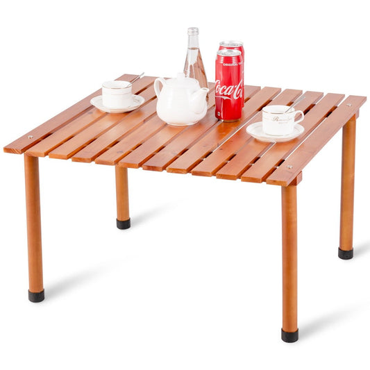 Folding Wooden Camping Roll Up Table with Carrying Bag for Picnics and Beach, Natural