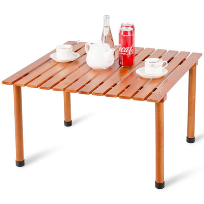 Folding Wooden Camping Roll Up Table with Carrying Bag for Picnics and Beach, Natural at Gallery Canada