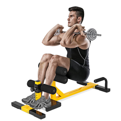 3-in-1 Sissy Squat Ab Workout Home Gym Sit Up Machine, Yellow Benches Racks & Bars at Gallery Canada
