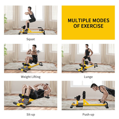 3-in-1 Sissy Squat Ab Workout Home Gym Sit Up Machine, Yellow Benches Racks & Bars at Gallery Canada