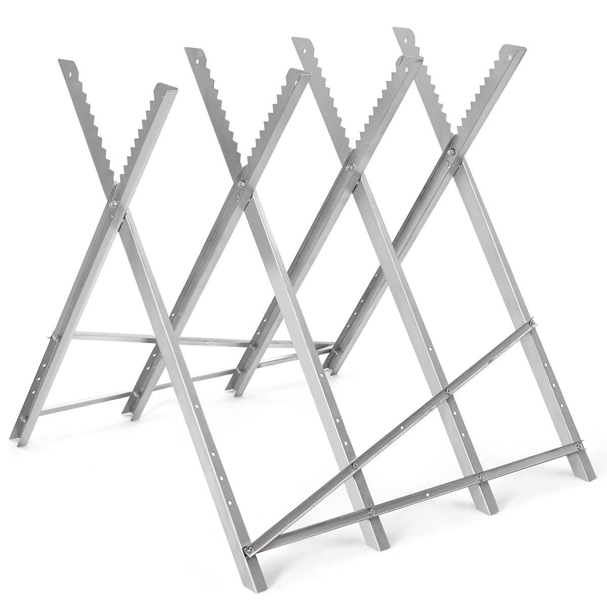 220 lbs Heavy Duty Portable Foldable Steel Sawhorse, Silver Garden Tools Silver at Gallery Canada