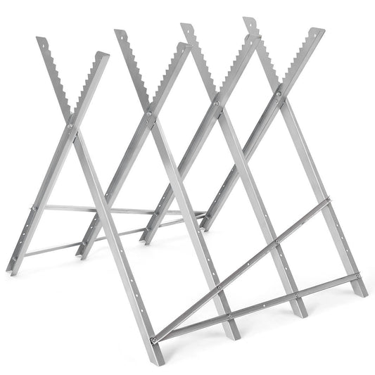 220 lbs Heavy Duty Portable Foldable Steel Sawhorse, Silver